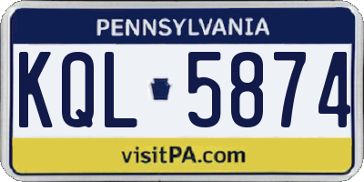 PA license plate KQL5874