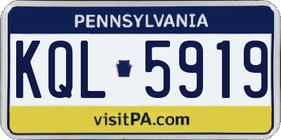 PA license plate KQL5919