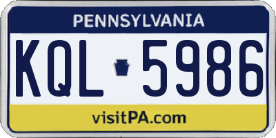 PA license plate KQL5986