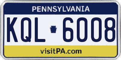 PA license plate KQL6008