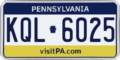 PA license plate KQL6025