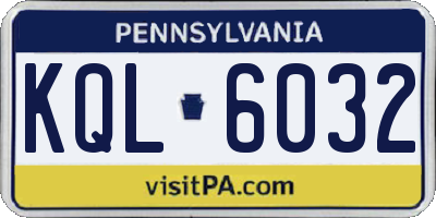 PA license plate KQL6032