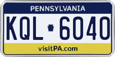 PA license plate KQL6040
