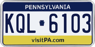PA license plate KQL6103