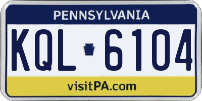 PA license plate KQL6104
