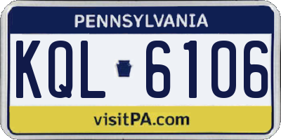 PA license plate KQL6106