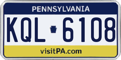 PA license plate KQL6108