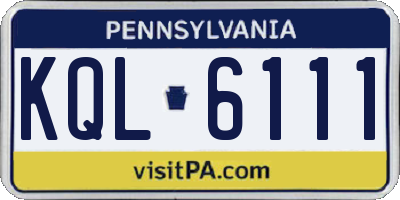 PA license plate KQL6111
