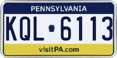 PA license plate KQL6113