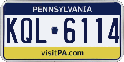 PA license plate KQL6114