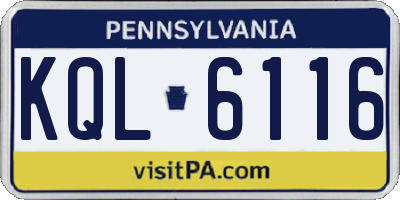 PA license plate KQL6116