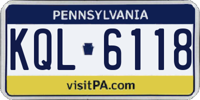 PA license plate KQL6118