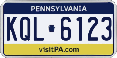 PA license plate KQL6123