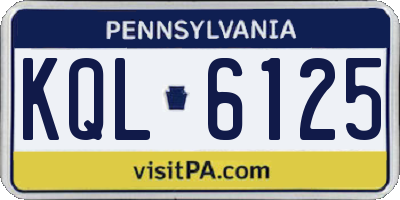 PA license plate KQL6125