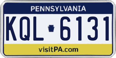 PA license plate KQL6131