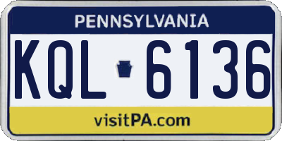 PA license plate KQL6136