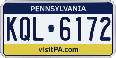 PA license plate KQL6172