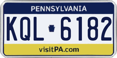 PA license plate KQL6182