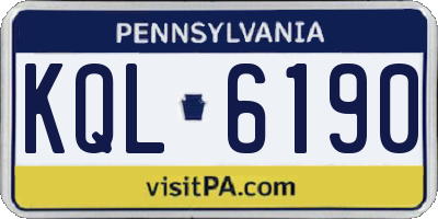 PA license plate KQL6190