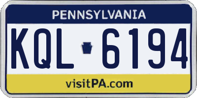 PA license plate KQL6194