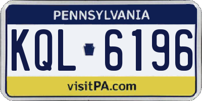 PA license plate KQL6196