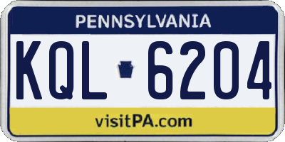 PA license plate KQL6204
