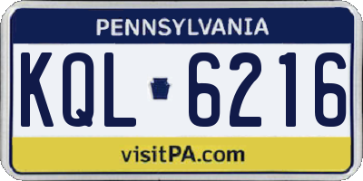 PA license plate KQL6216