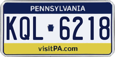 PA license plate KQL6218
