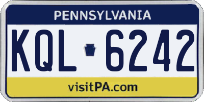 PA license plate KQL6242