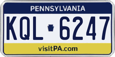 PA license plate KQL6247