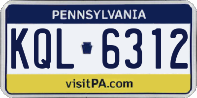 PA license plate KQL6312