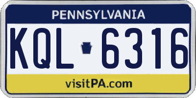 PA license plate KQL6316