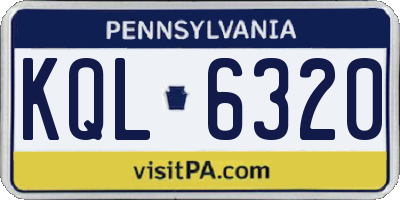 PA license plate KQL6320