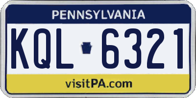 PA license plate KQL6321
