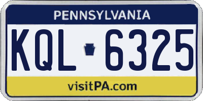 PA license plate KQL6325