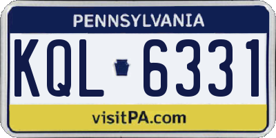 PA license plate KQL6331