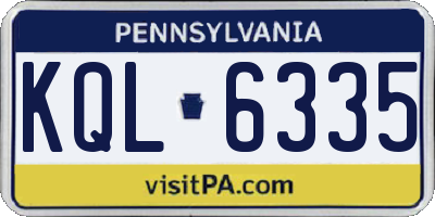 PA license plate KQL6335