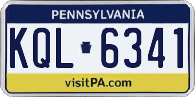 PA license plate KQL6341