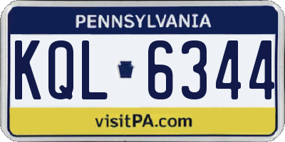 PA license plate KQL6344