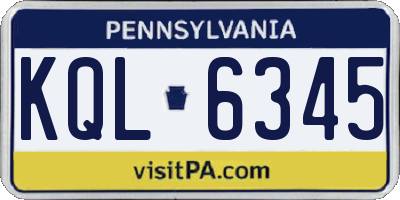 PA license plate KQL6345