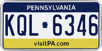 PA license plate KQL6346