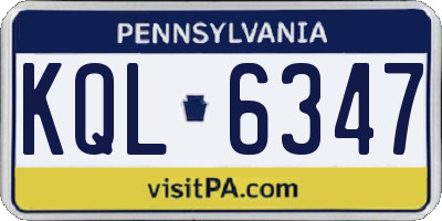 PA license plate KQL6347