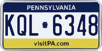 PA license plate KQL6348