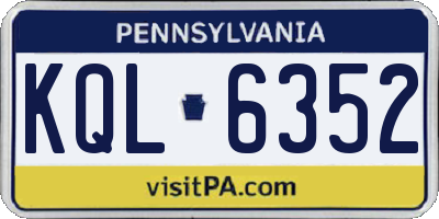 PA license plate KQL6352
