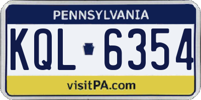 PA license plate KQL6354