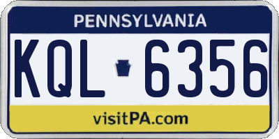 PA license plate KQL6356