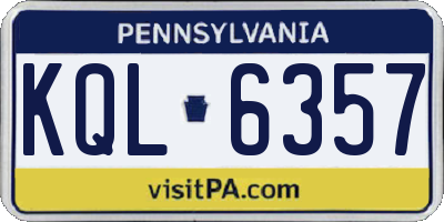 PA license plate KQL6357
