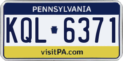 PA license plate KQL6371