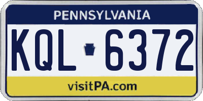 PA license plate KQL6372