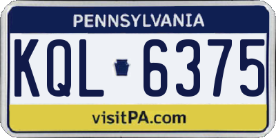 PA license plate KQL6375